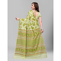 RATAN Pure Cotton Printed Mulmul Saree for Women with Blouse Piece FBRBP3667Green