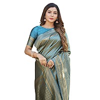 Glory Sarees Womens Banarasi Silk Saree With Blouse Piece (Banarasi_Saree134_Firozi)