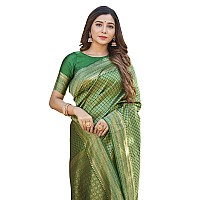 Glory Sarees Womens Banarasi Silk Saree With Blouse Piece (Banarasi_Saree134_Green)