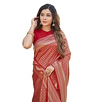 Glory Sarees Womens Banarasi Silk Saree With Blouse Piece (Banarasi_Saree134_Red)