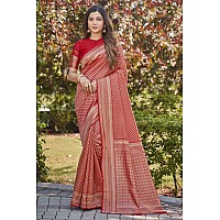 Glory Sarees Womens Banarasi Silk Saree With Blouse Piece (Banarasi_Saree134_Red)