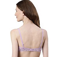 Enamor Womens Cotton Wire Free Casual Tshirt Padded Non Wired Bra A039Lilac Aster34B