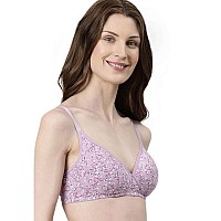 Enamor Womens Cotton Wire Free Casual Tshirt Padded Non Wired Bra A039Lilac Aster34B