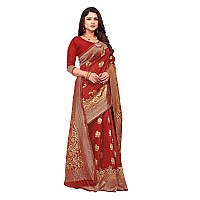 Indian Silk Palace Womens kanchi Pattu Kanchipuram Banarasi Lichi Kanjivaram Silk Saree With Plain Unstitched Blouse isp v161