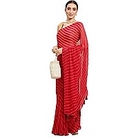 RANI SAAHIBA Womens Chiffon Lehriya Printed Saree Without Blouse SSKR3652Maroon