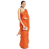 RANI SAAHIBA Womens Chiffon Lehriya Printed Saree Without Blouse SSKR3648Orange