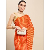 RANI SAAHIBA Womens Chiffon Lehriya Printed Saree Without Blouse SSKR3648Orange