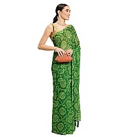 RANI SAAHIBA Womens Chiffon Bandhani Printed Saree Without Blouse (SSKR1956_Green)