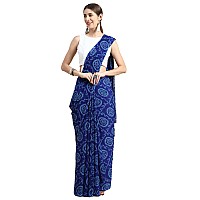 RANI SAAHIBA Womens Chiffon Bandhani Printed Saree Without Blouse (SSKR1958_Blue)