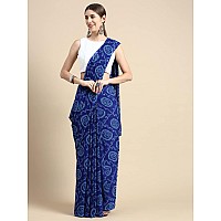 RANI SAAHIBA Womens Chiffon Bandhani Printed Saree Without Blouse (SSKR1958_Blue)