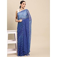 RANI SAAHIBA Womens Chiffon Lehriya Printed Saree Without Blouse SSKR3647Blue