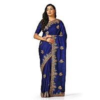 TOPLOT Saree For Women With Embroidery Work (Saree-5057-Royal Blue)