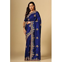 TOPLOT Saree For Women With Embroidery Work (Saree-5057-Royal Blue)