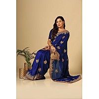 TOPLOT Saree For Women With Embroidery Work (Saree-5057-Royal Blue)