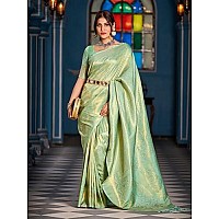 SWORNOF Womens Kanjivaram Soft Silk Saree Patola saree With Blouse Piece PISTA