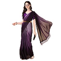 Pratham Blue Womens Sequins Silk Fancy Saree for women With Blouse Piece (PB-368_Purple)