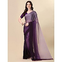 Pratham Blue Womens Sequins Silk Fancy Saree for women With Blouse Piece (PB-368_Purple)