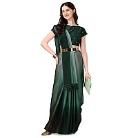 Pratham Blue Womens Sequins Silk Fancy Saree for women With Blouse Piece (PB-369_Green)