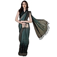 Pratham Blue Womens Sequins Silk Fancy Saree for women With Blouse Piece (PB-381_Green)