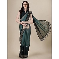 Pratham Blue Womens Sequins Silk Fancy Saree for women With Blouse Piece (PB-381_Green)