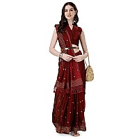 Pratham Blue Womens Sequins Silk Fancy Saree for women With Blouse Piece (PB-384_Red)