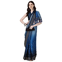 Pratham Blue Womens Sequins Silk Fancy Saree for women With Blouse Piece (PB-383_Teal Blue)