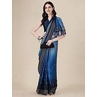 Pratham Blue Womens Sequins Silk Fancy Saree for women With Blouse Piece (PB-383_Teal Blue)