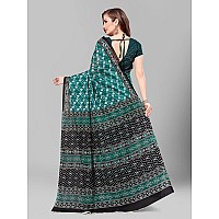 RATAN Pure Cotton Printed Mulmul Saree for Women with Blouse Piece (GDBT-BP-1040-TURQ)