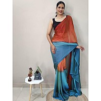 Satrani WomenS Chiffon Ready To Wear Saree With Unstitched Blouse Piece3029S196NOrange