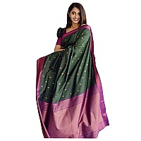 Indian Silk Palace Womens kanchi Pattu Kanchipuram Banarasi Lichi Kanjivaram Silk Saree With Plain Unstitched Blouse - isp v18_8, Multicolor