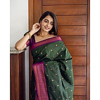 Indian Silk Palace Womens kanchi Pattu Kanchipuram Banarasi Lichi Kanjivaram Silk Saree With Plain Unstitched Blouse - isp v18_8, Multicolor