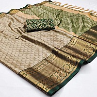 Indian Silk Palace Womens kanchi Pattu Kanchipuram Banarasi Lichi Kanjivaram Silk Saree With Plain Unstitched Blouse - isp v18_10, Multicolor