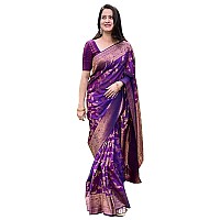 Indian Silk Palace Womens kanchi Pattu Kanchipuram Banarasi Lichi Kanjivaram Silk Saree With Plain Unstitched Blouse - isp v18_6, Multicolor