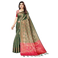 iZibra Silk Saree for Women Wear Kanjivaram Fabric Soft Kanchipuram Pattu Banarasi Sari Original Pure Wedding Sadi Sari with Uns