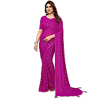 Satrani WomenS Georgette Foil Print Saree With Unstitched Blouse Piece(3066S2121N_Pink)