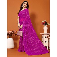 Satrani WomenS Georgette Foil Print Saree With Unstitched Blouse Piece(3066S2121N_Pink)