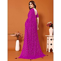 Satrani WomenS Georgette Foil Print Saree With Unstitched Blouse Piece(3066S2121N_Pink)