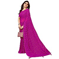 SIRIL Womens Foil Print, Lace, Tassel Georgette Saree with Unstitched Blouse(3066S2121_Pink)