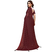 SIRIL Womens Foil Print, Lace, Tassel Georgette Saree with Unstitched Blouse(3066S2122_Maroon)