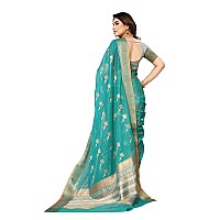 Sidhidata Womens Kota Doria Cotton Manipuri Saree With Unstitched Blouse Piece Box Butta SeagreenSeagreenFree Size