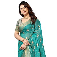 Sidhidata Womens Kota Doria Cotton Manipuri Saree With Unstitched Blouse Piece Box Butta SeagreenSeagreenFree Size