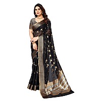 Sidhidata Womens Kota Doria Cotton Manipuri Jacquard Boarder Saree With Unstitched Blouse Piece Box Butta BlackBlackFree Size