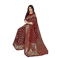 Shasmi Sarees Womens Art Silk Maroon Kanchipuram Saree (SAN PARI S-1 MAROON)