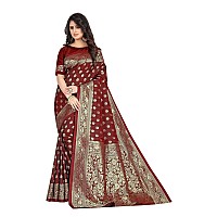 Shasmi Sarees Womens Art Silk Maroon Kanchipuram Saree (SAN PARI S-1 MAROON)