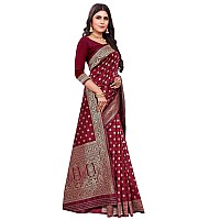 Shasmi Sarees Womens Art Silk Maroon Kanchipuram Saree (SAN PARI 124 MAROON)