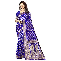 Shasmi Sarees Womens Art Silk Royal Blue Kanchipuram Saree (SAN PARI 72 R BLUE)