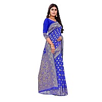 Shasmi Sarees Womens Art Silk Royal Blue Kanchipuram Saree (SAN PARI S-1 R BLUE)