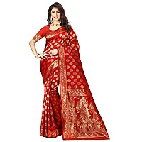 Shasmi Sarees Womens Art Silk Red Kanchipuram Saree (SAN PARI 72 RED)