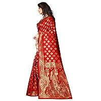 Shasmi Sarees Womens Art Silk Red Kanchipuram Saree (SAN PARI 72 RED)