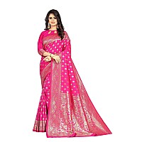 Shasmi Sarees Womens Art Silk Rani Pink Kanchipuram Saree (SAN PARI S-1 RANI)